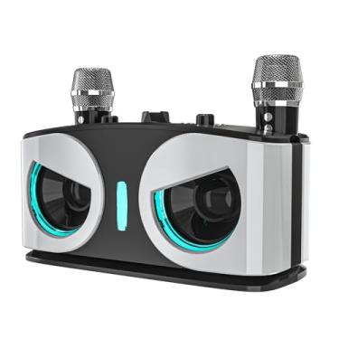 Imagem de Caixa de som Bluetooth profissional para karaokê com design de coruja - diafragma duplo, controle por aplicativo, remoção de voz original, efeitos de eco, bateria de 2400 mAh + 800 mAh, portátil