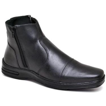 Imagem de Bota Masculina Couro Botina Chelsea Casual Confortável Cor:;Tamanho:37;Gênero:Masculino-Masculino