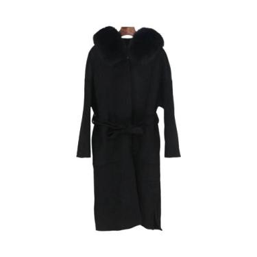 Imagem de Casaco Feminino de Inverno em Lã e Caxemira - Gola de Pele de Raposa c