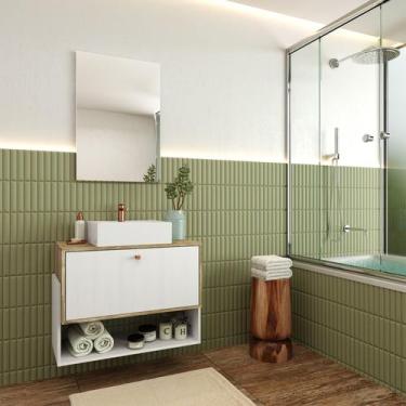 Imagem de Armário Conjunto de Banheiro com Gabinete Suspenso, Cuba e Espelheira 