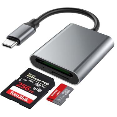 Imagem de Leitor de cartão USB C SD TF, leitor de cartão de memória micro SD 2 em 1 para TF SD/Micro SD/SDHC/SDXC/MMC/cartão, leitor de cartão SD USB 3.0 tipo C, compatível com iPhone 15, Samsung Galaxy