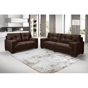 Imagem de Conjunto Sofá Júlia 2 e 3 Lugares Confort Suede (MARROM 379)