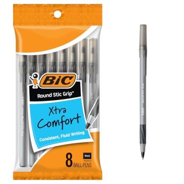 Imagem de BIC Canetas esferográficas redondas Stic Grip Xtra Comfort, ponta média (1,2 mm), pacote com 8, canetas de escrita perfeitas com aderência macia para conforto e controle excelentes