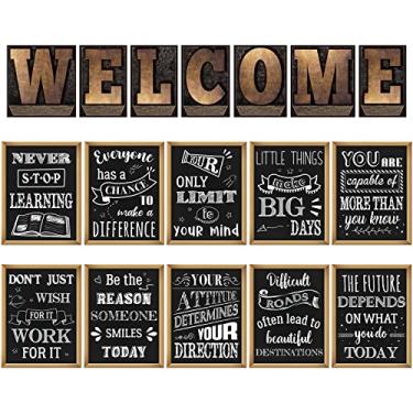 Imagem de Ctosree 17 peças de pôsteres motivacionais para sala de aula inspiradores industriais chiques conjuntos de pôsteres de placa de boas-vindas pôsteres citações positivas decoração de parede para sala de aula, escola, escritório, presente