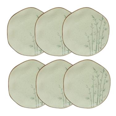Imagem de Conjunto 6 Pratos Raso 27,5 Cm Ryo Bambu Porcelana Oxford