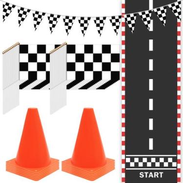 Imagem de Party Supplies Windspeed Race Car, conjunto de 38 peças, bandeira quad