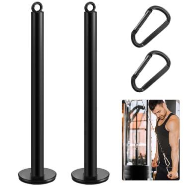 Imagem de Lasnten Conjunto de 2 pinos de carregamento de peso com clipe de fixação resistente para placa de peso de 2,5 cm para sistema de polia de cabo LAT Academia (diâmetro 0,8 polegadas)