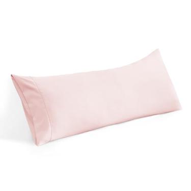 Imagem de Capa de travesseiro corporal 50 x 152 cm, 100% algodão egípcio, 600 fios, macio, adequado para a pele, 1 pacote de fronhas com fecho de envelope 50 x 152 cm, rosa blush