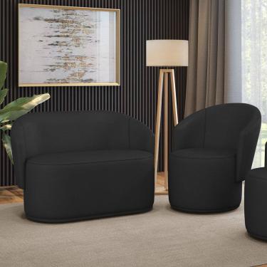 Imagem de Sofá Namoradeira e Poltrona Orgânica para Sala Malu Sintético M11 - D`Rossi