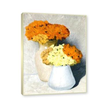 Imagem de NHLDZYH Moldura dourada champanhe. Quadros de pinturas famosas. (Flores) de Hans Emmenegger. Impressão em tela. Quadros decoração de parede. 60x80cm