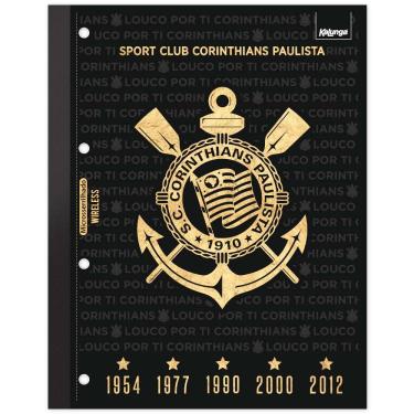 Imagem de Caderno Universitário Wireless com Folhas Coladas 1x1 80 Folhas Corinthians Spiral Sccp