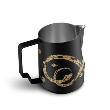 Imagem de MHW-3BOMBER Jarra de espuma de leite de 450 ml, copo de espumador de leite expresso, copo de espumador de leite de aço inoxidável, barista, latte, arte, ouro preto - P6016S