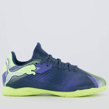 Imagem de Chuteira Puma Future 7 Play Futsal Juvenil Azul e Verde, 31