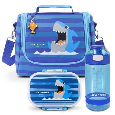 Imagem de Kit Lancheira Térmica Infantil E Pote P/ Lanche Com Garrafa 550ml Azul