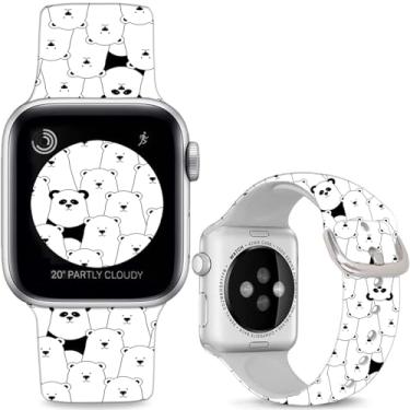 Imagem de Sjiangqiao Pulseiras de relógio de silicone macio compatíveis com Apple Watch SE séries 10, 9, 8, 7, 6, 5, 4, 3, 2 e 1 de 49 mm, 46 mm, 44 mm e 42 mm (série 3 2 1), para mulheres e homens.