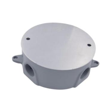 Imagem de Milageto Caixa redonda à prova de intempéries, caixa de gabinete elétrico redonda, tomadas rosqueadas com placa de montagem com tampa para interruptor, a