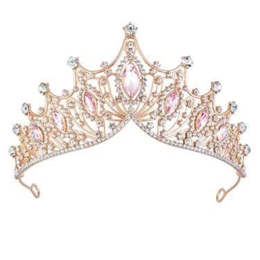Imagem de Coroa dourada para mulheres, tiaras de princesa de cristal, strass, rainha de strass, acessórios de cabelo para casamento, noiva, aniversário, formatura, concurso, festa, amadurecimento, cerimônia