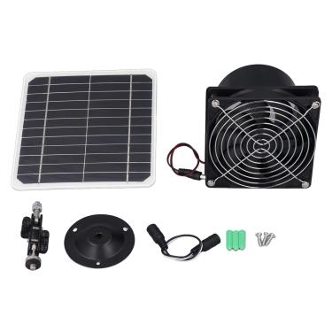 Imagem de Ventilador de exaustão com energia solar 50W 12V ABS monocristalino de silício Painel solar Ventilation Fan Kit para garagem redonda para animais de estimação Garage Shed