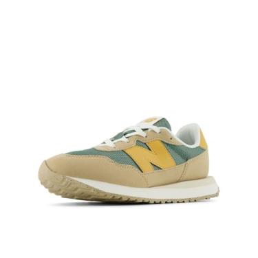 Imagem de New Balance Tênis infantil 237 V1 com cadarço, Juniper escuro/damasco seco, 16