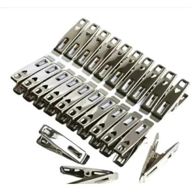 Imagem de Clips Pregador Inox Varal Lavagem Pinça Para Pendurar Roupa,Prendedor Roupa Forte Segurar(kit 20/4.5cm inox)
