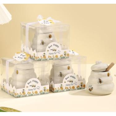 Imagem de Houdezhu 12 Conjuntos De Potes Mel Cerâmica Com Concha, Conjunto Embalagem Requintada Para Lembrancinhas Casamento, Chá Panela, Bebê, Festa (12)