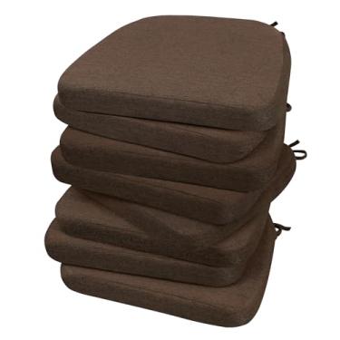 Imagem de AAAAAcessories Almofadas de cadeira em forma de D, almofadas de cadeira de jantar de 5 cm de espessura com laços e removíveis, capa lavável na máquina, 43 x 40 cm, conjunto de 8, marrom