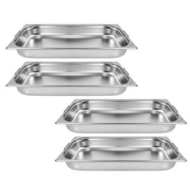 Imagem de Kit Quatro Cubas Gastronomica Padrão Gn 1/1 65mm Inox Com Alça Weck