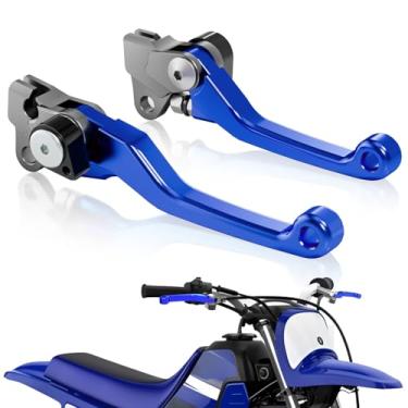 Imagem de USTPO Conjunto de alavancas dobráveis de freio de embreagem de motocicleta CNC para PW50 PW 50 2025 2024 2015-2025 Dirt Pit Bike Azul