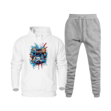 Imagem de Conjunto de Frio Moletom Abrigo Masculino Blusa Canguru e Calça Quenti