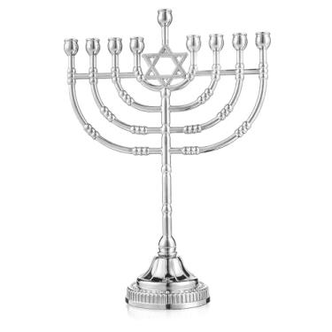 Imagem de Menorá de Hanukkah com estrela de Davi – castiçal judaico tradicional para Chanucá e decorações de férias, 21,7 cm de altura