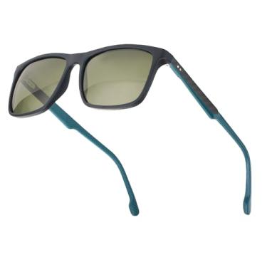 Imagem de VEQINIKA Óculos de sol masculinos polarizados, proteção UV400, armação de fibra de carbono, estilo aviador, para dirigir, pescar, golfe, Verde, 56mm x 42mm