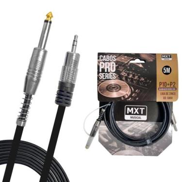 Imagem de Cabo P10 Mono P2 Estereo Blindado Ponta Banhada Ouro 24k Mxt 5m