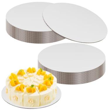 Imagem de NINGWAAN Tábuas de bolo brancas redondas, 25 cm, pacote com 40, papelão ondulado grosso, descartável