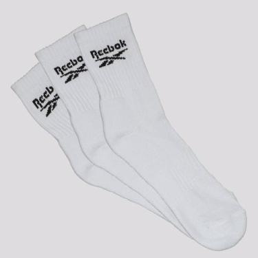Imagem de Kit Meia Reebok 3 Pares Cano Médio Branca, 39-42