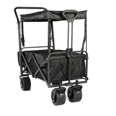 Imagem de Carrinho campista portátil portátil ao ar livre, carrinho de van dobrável com rodas adequado para todo o terreno Capacidade de carga 150Kg/350Lbs (Cor: Preto)
