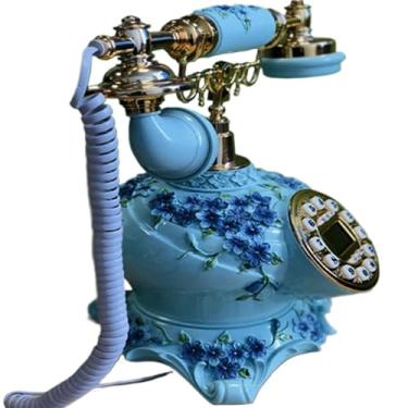 Imagem de Telefone rotativo retro com sino de metal clássico adequado para home office, telefone de estilo antigo para home office, cafeteria, bar, hotel com classificação de estrela