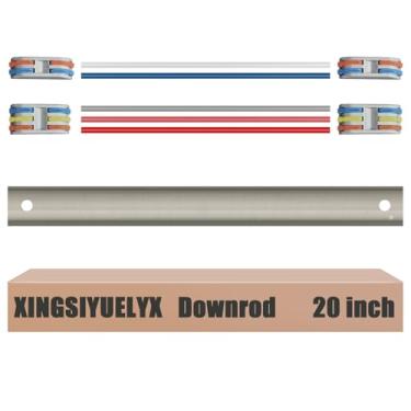 Imagem de XINGSIYUELYX Haste para ventilador de teto de 50,8 cm, 【1 diâmetro externo】 Haste estendida de níquel escovado, incluindo 4 conectores de fio e 5 fios de extensão (sem roscas)