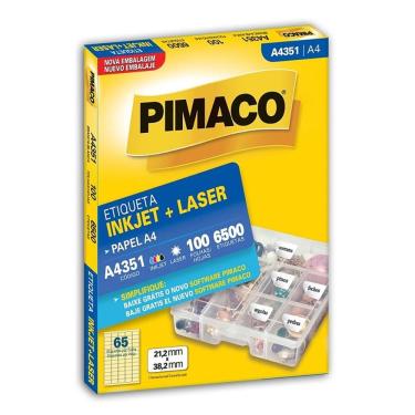 Imagem de Etiqueta inkjet/laser A4351 com 100 folhas Pimaco