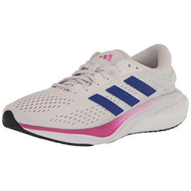 Imagem de adidas Tênis de corrida unissex infantil Supernova 2, Branco/azul lúcido, fúcsia, 20