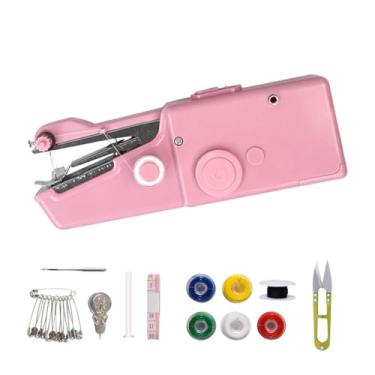 Imagem de Máquina de costura portátil, mini máquina de costura portátil para iniciantes e adultos, adequada para roupas, viagens, faça você mesmo, rosa