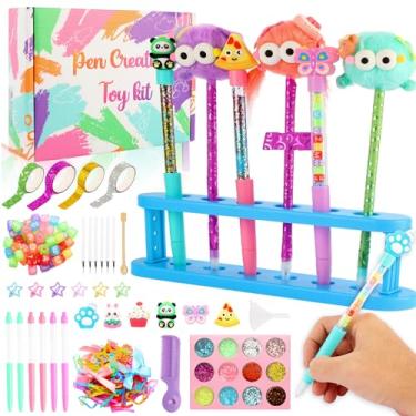Imagem de Ulema Kit de fabricação de canetas DIY – Crie 12 canetas flutuantes e de pelúcia, incluindo glitter, miçangas, pingentes, fita, pente, grampos de cabelo, conjunto de canetas fofas.