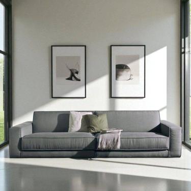 Imagem de Sofá 2 Lugares King-size Revestimento em Sarja 266cm Cinza Médio