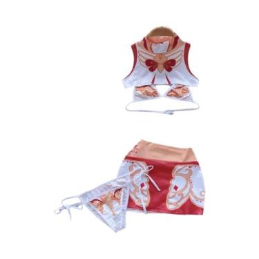 Imagem de Conjunto De Top Cropped Sem Mangas Com Babados Rosa E Saia Mini Em 2 P