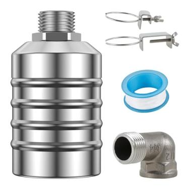 Imagem de Válvula flutuante para evitar vazamentos de 1/5.1 cm 3/10.2 cm, válvula flutuante de controle de nível de água totalmente automática de aço inoxidável 304, entrada de água superior e lateral máxima de