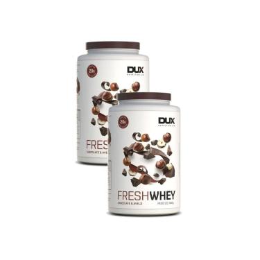 Imagem de Kit 2 Suplemento Alimentar em Pó Dux Fresh Whey 20g de Proteína Sabor Chocolate e Avelã 900g