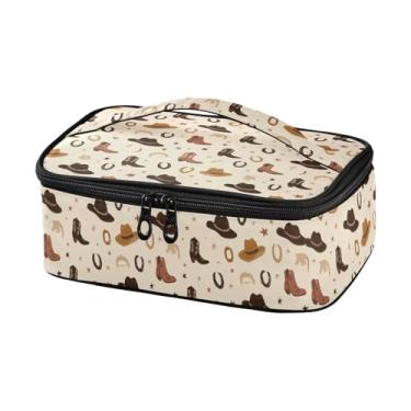 Imagem de Caikeny Lancheira infantil isolada ocidental reutilizável lancheira cowboy lancheira para mulheres escola escritório piquenique