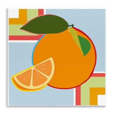 Imagem de Stupell Industries Arte geométrica de placa de parede laranja fruta, design por Daniela Santiago, 12 x 12