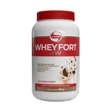 Imagem de Whey Fort 3W Sabor Cookies e Cream 900g Vitafor, Cookies & Cream, 900g