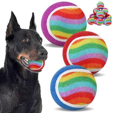 Imagem de Bolas de tênis para cães EXPAWLORER, pacote com 12, 6,5 cm Rainbow Squ