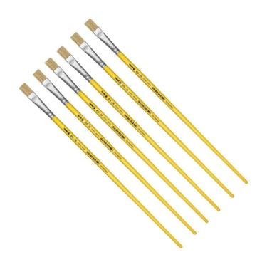 Imagem de Kit 6 Pincel Chato Longo Cerda Natural 815-10 Nº10 Tigre